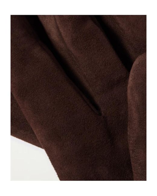 Nour Hammour Brown Suede Gloves