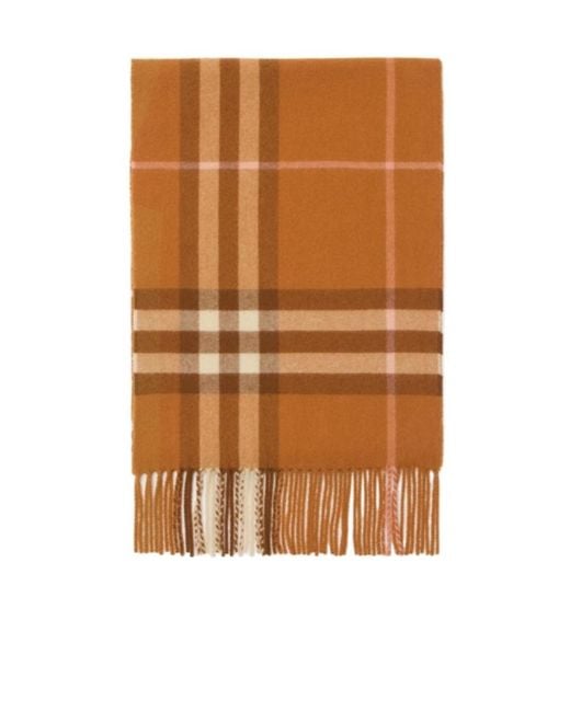 Burberry Brown Checked Fringed-Edge Scarf for men