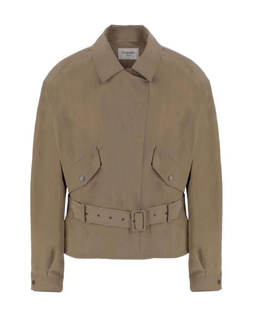 Saint Laurent Green Short Belted Jacket