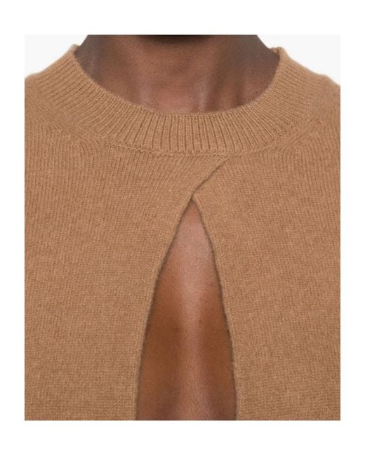 Elisabetta Franchi Brown Cut-Out Knitted Mini Dress