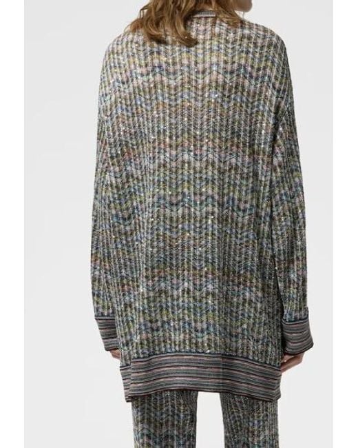 Missoni Gray Sequin-Embellished Zigzag-Pattern Cardigan