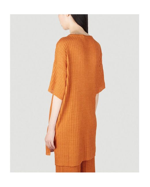 Rodebjer Orange Short-Sleeved Ribbed Sweater