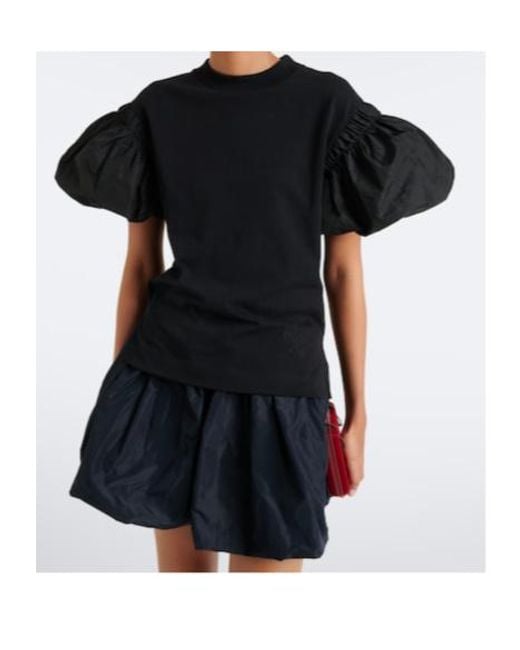 Patou Black Puff-Sleeve Cotton Jersey T-Shirt