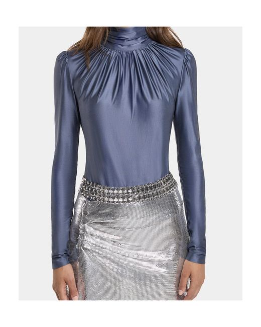 Rabanne Blue High-Neck Top