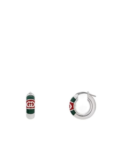 Gucci White Earrings With Web Detail