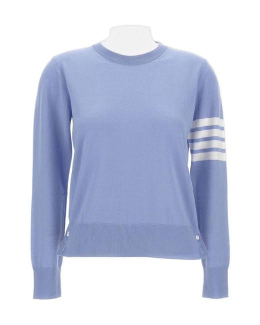 Thom Browne Blue Crew-Neck Wool Sweater