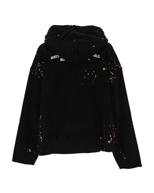 Palm Angels Black Palm-Printed Drawstring Hoodie for men