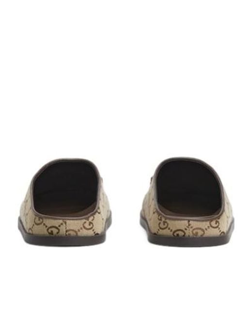Gucci Brown Horsebit Monogrammed Mules