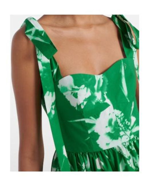 Erdem Green Floral Cotton Poplin Midi Dress