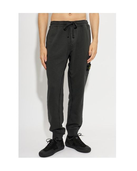 Stone Island Gray Elastic-Waist Athletic Pants for men