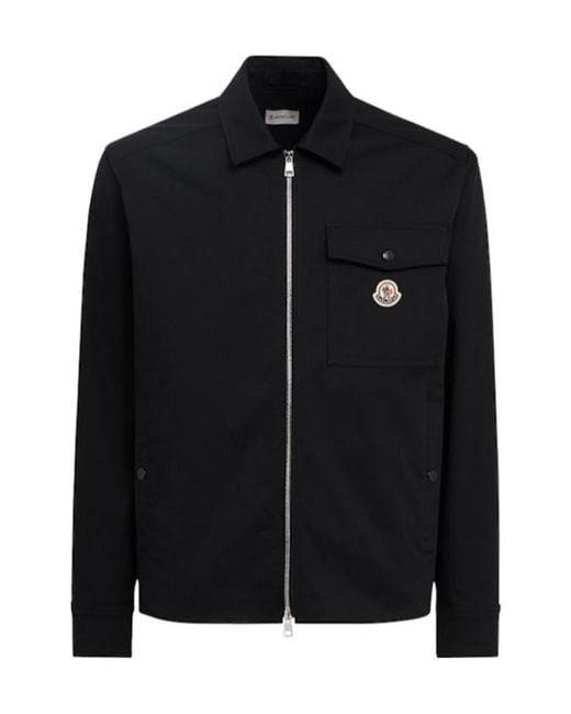 Moncler Black Blend Gabardine Shirt Jacket for men