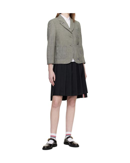 Thom Browne Gray Plaid Wool Suit Jacket