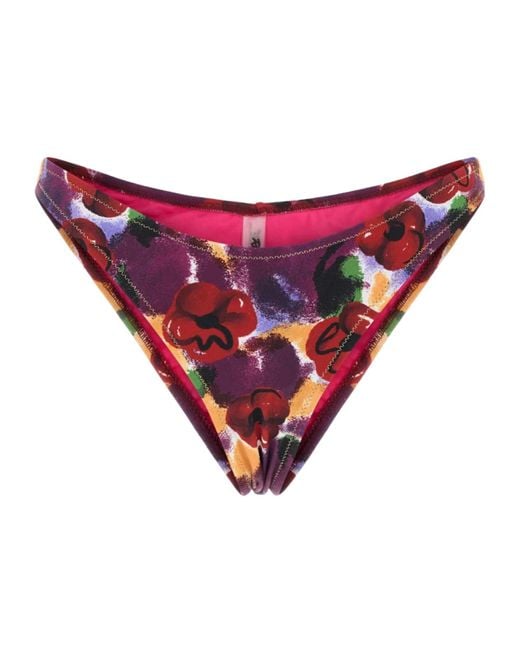 Reina Olga Red Brigitte Printed Bikini Bottom