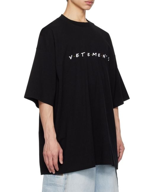 Vetements Black Friendly Logo-Print Cotton T-Shirt for men