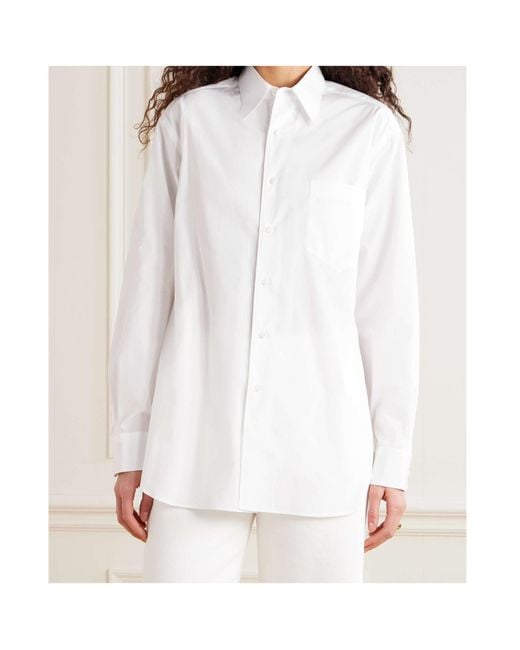Ralph Lauren White Damien Embroidered Cotton-Poplin Shirt