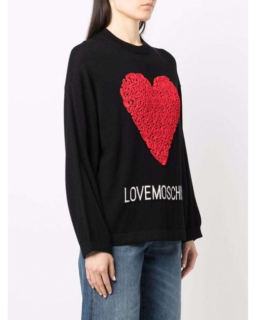 Moschino Black Heart-Appliquéd Jumper