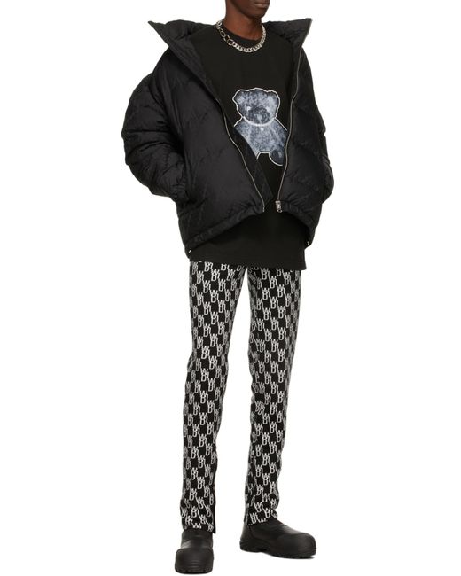 we11done Black Monogram Knitted Trousers