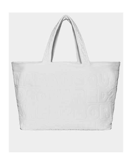 DSquared² White Twin Beach Shopping Bag