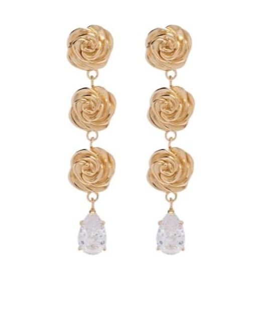 Magda Butrym White Crystal-Embellished-Plated Drop Earrings