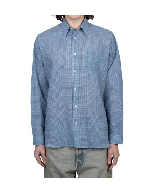 sunflower Blue Long-Sleeved Collared Shirt for men