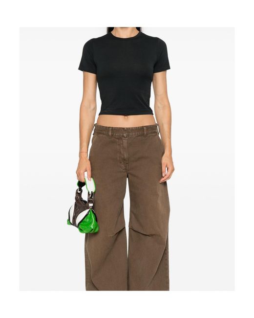 Entire studios Black Short Sleeved Crewneck Cropped T-Shirt