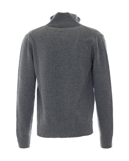 Alpha Studio Gray Half-Zip High-Neck Cardigan for men