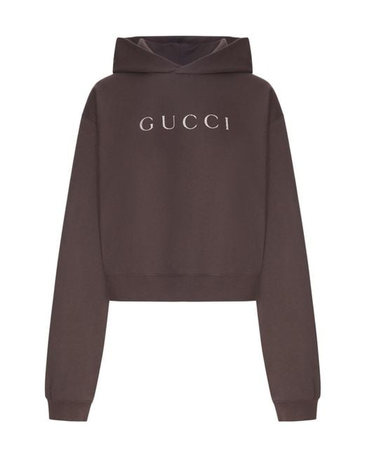 Gucci Brown Long-Sleeve Hooded Sweatshirt