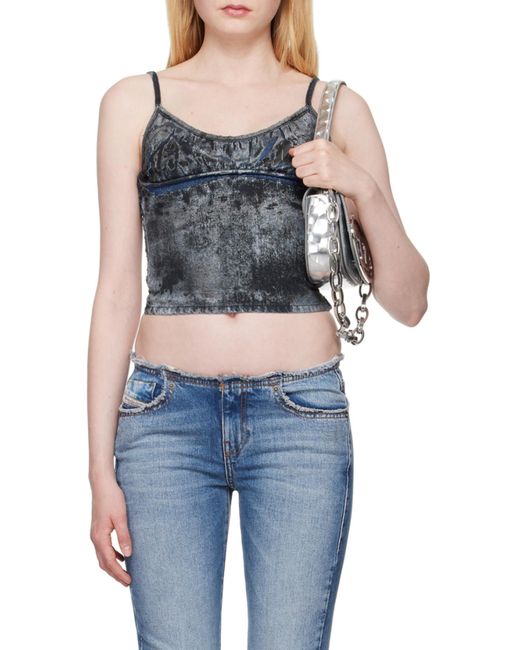DIESEL Gray De-Verni-Fse Denim Cropped Top