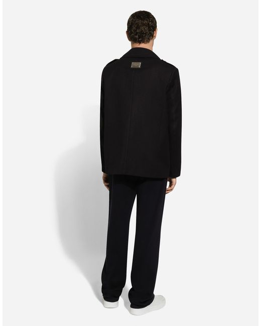 Dolce & Gabbana Black Double-Breasted Pea Coat for men