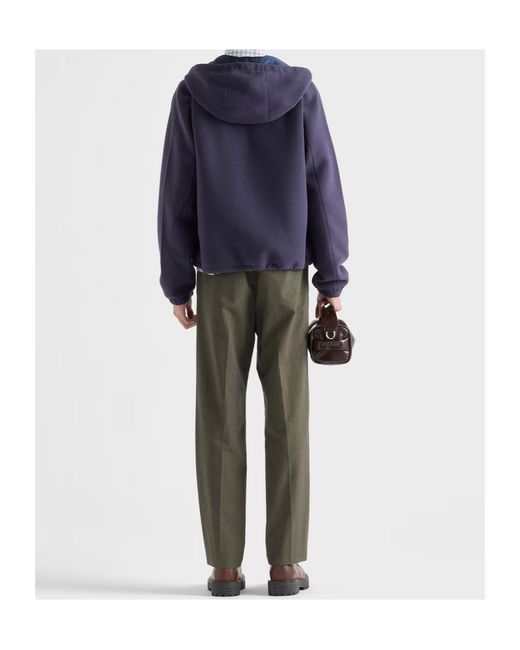 Prada Blue Zipped Hooded Jacket for men