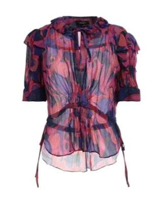 Isabel Marant Purple Vintage Color-Block Printed Short Sleeve T-Shirt