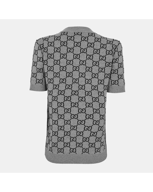 Gucci Gray Crew-Neck Knit Top