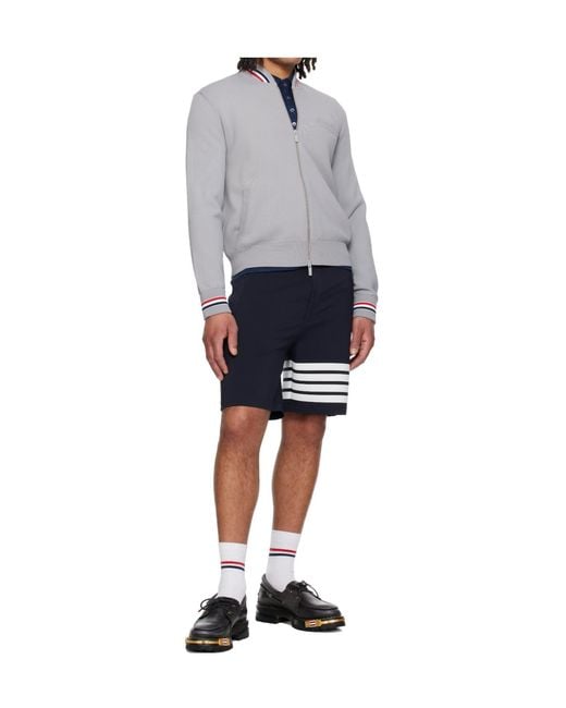 Thom Browne Gray Browne 65 Intarsia Bomber Jacket for men
