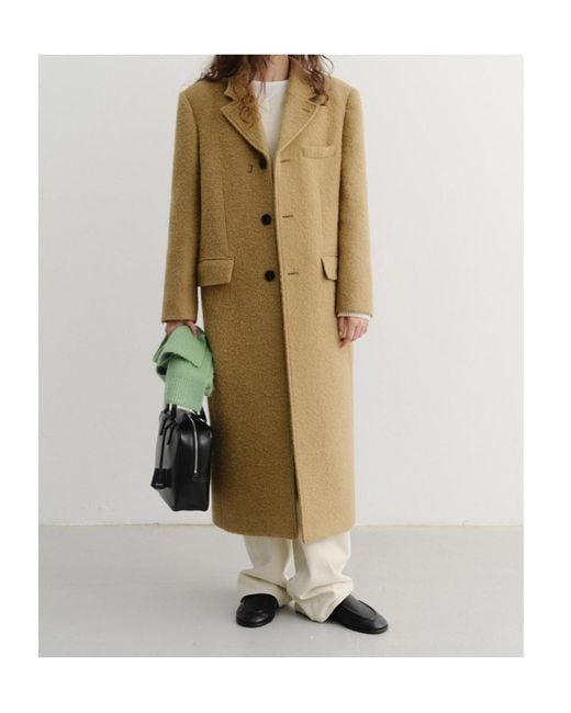 DUNST Natural Boucle Wool 3-Button Coat
