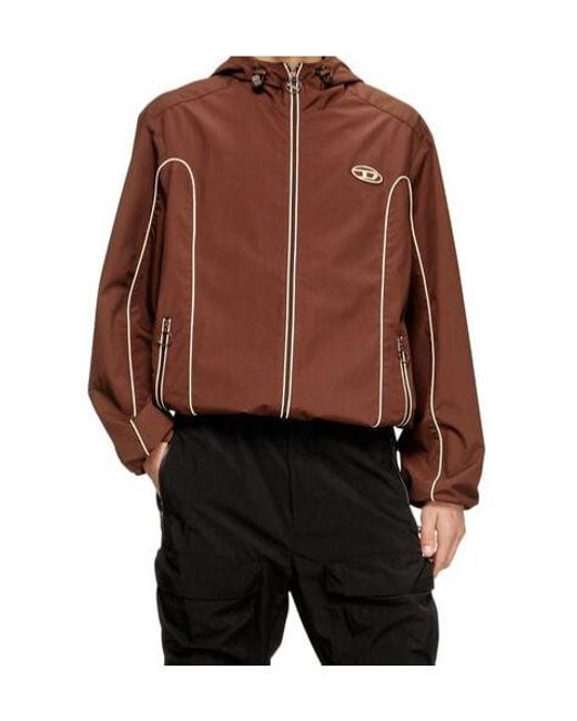 DIESEL Brown J-Hives Logo-Appliqué Hooded Jacket for men