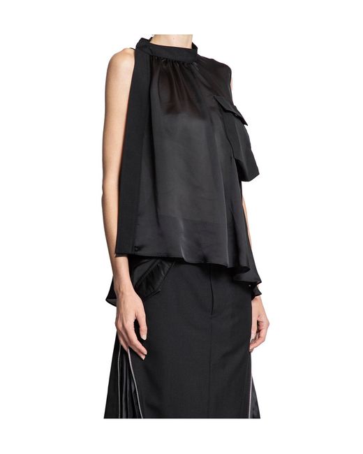 Sacai Black Sleeveless Tops