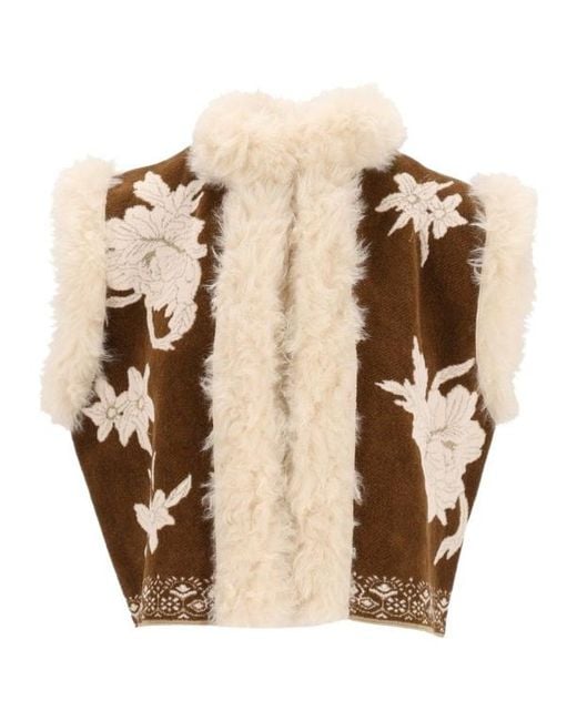 Forte_forte Natural Lotus Jacquard Faux Fur Vest
