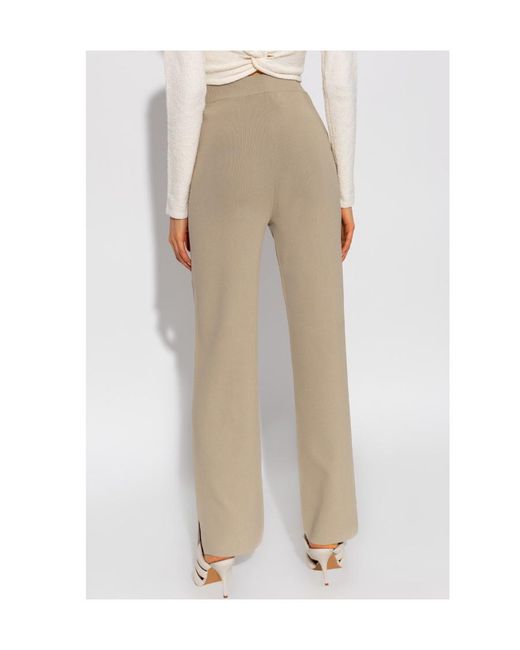 Nanushka Natural Straight-Leg Knitted Trousers