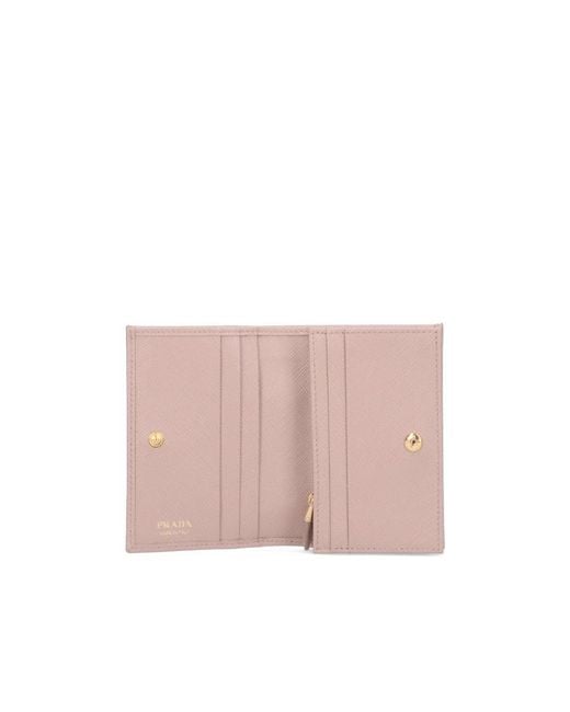 Prada Pink Logo Plaque Small Wallet