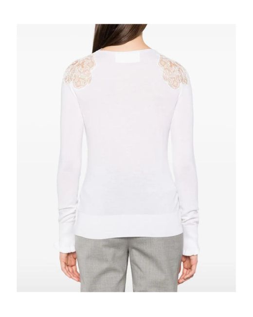 Ermanno Scervino White Lace-Insert Blouse