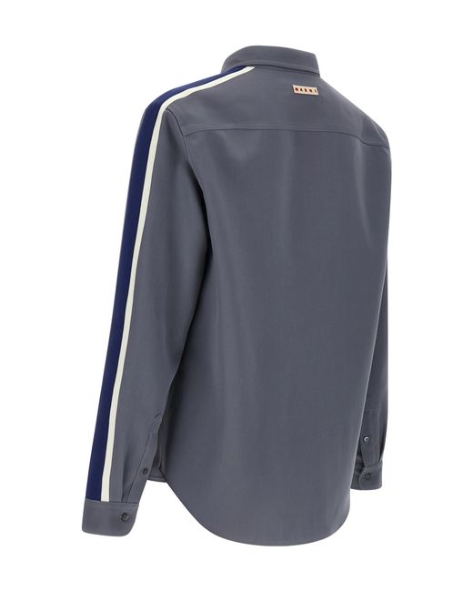 Marni Blue Chest Pocket Long-Sleeved Shirt for men