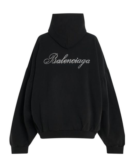 Balenciaga Black Logo Hooded Sweater for men