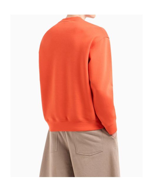 Emporio Armani Orange Double-Jersey Sweatshirt With Logo Embroidery for men