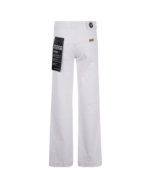 Versace Jeans White Couture Logo Lettering Flared Jeans