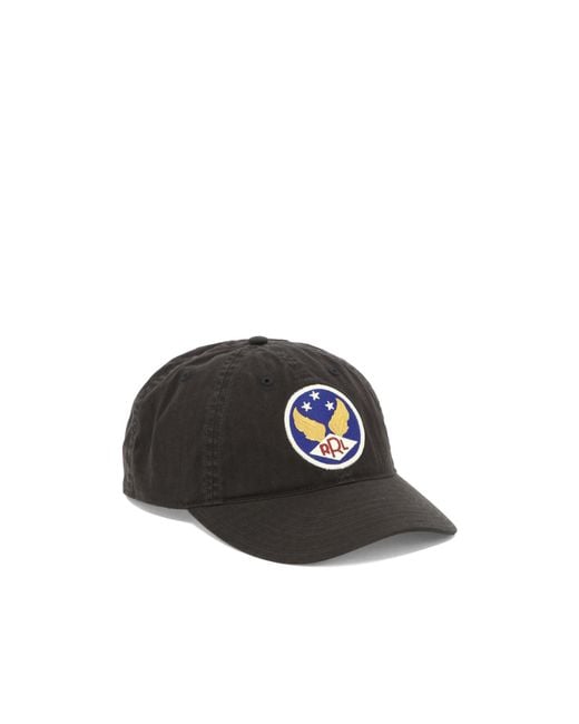 RRL Black Logo Patch Cap for men