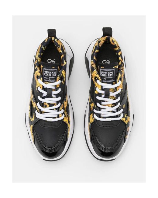 Versace Jeans Black Barocco Printed Casual Sneakers