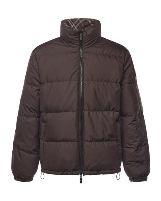 Burberry Brown Reversible Check Snowdon Puffer Jacket for men