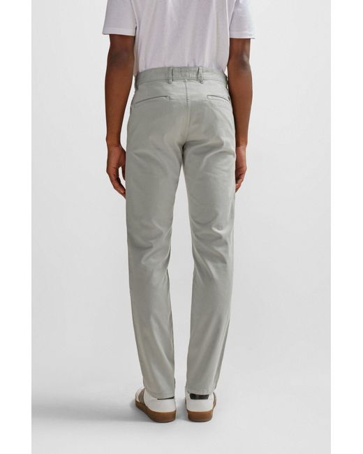 Boss Gray Belt-Loop Casual Pants for men
