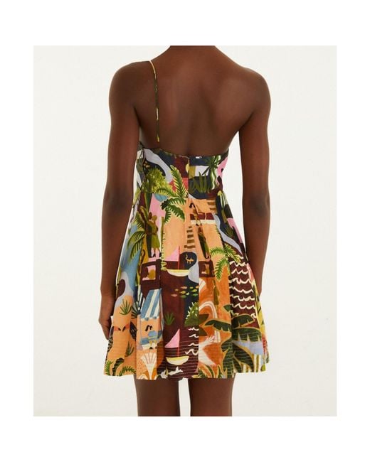 Farm Rio White Tropical Painting Dress