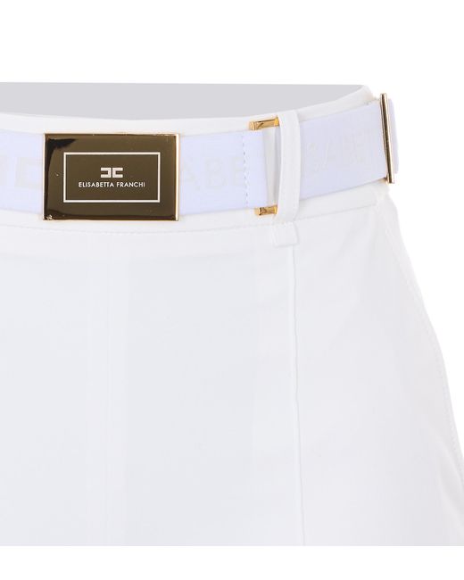 Elisabetta Franchi White Belt Shorts